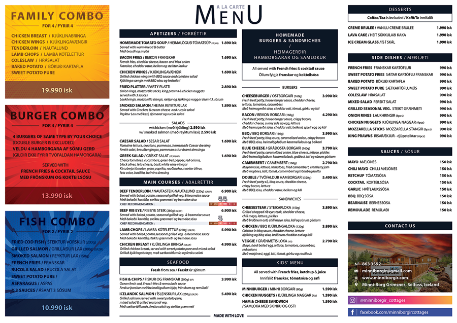 Minniborgir summer menu